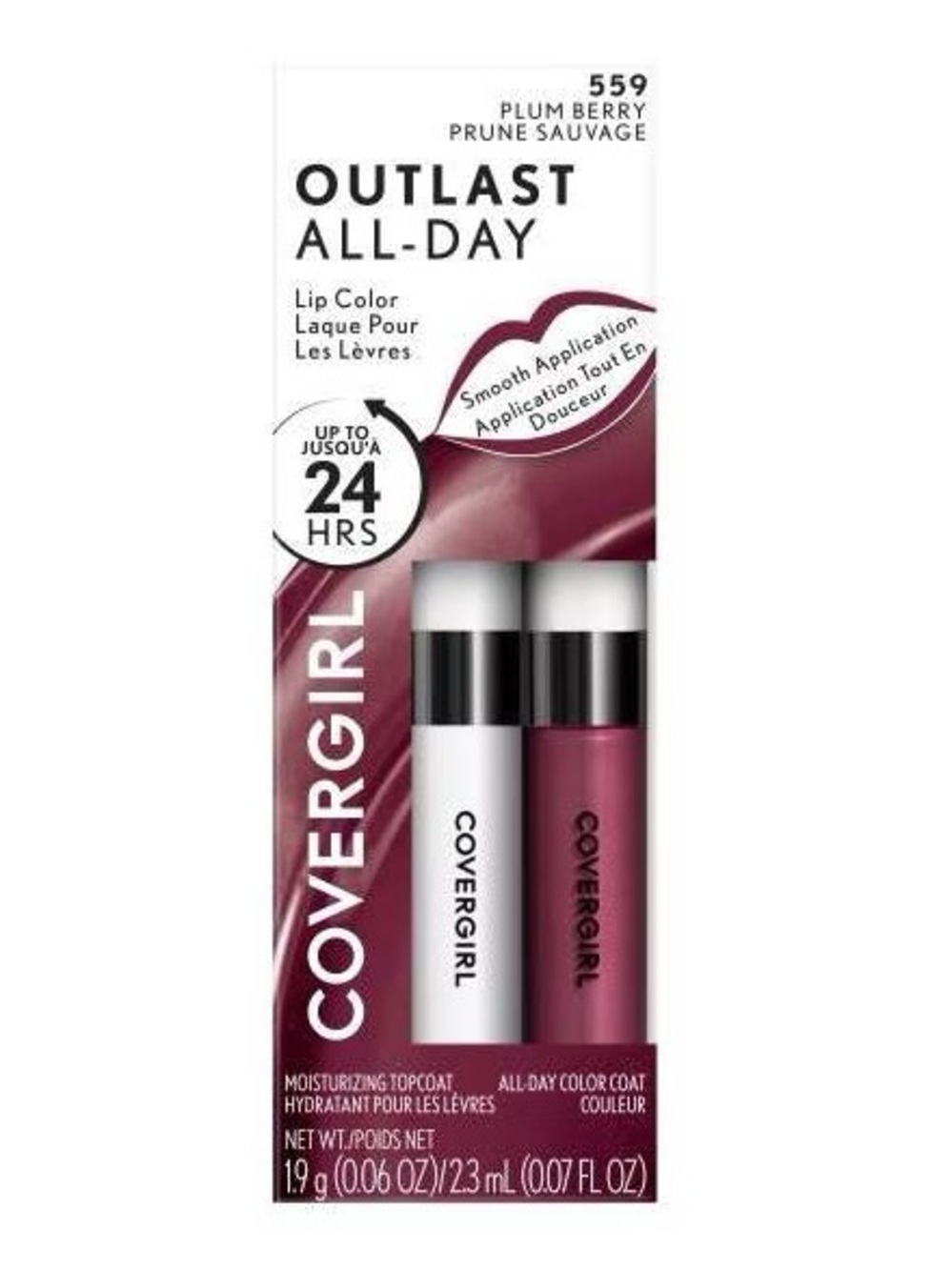 COVERGIRL Outlast All-Day Lip Color With Topcoat - Plum Berry 559, NEW